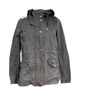 Love Tree Women’s Hooded Utility Jacket Olive Cotton Anorak Size Small Pre-owned